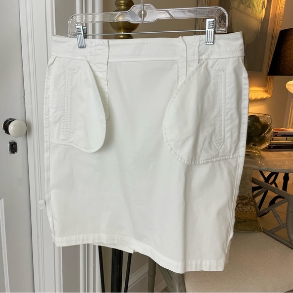 Talbots Skirt Womens 10 White Twill Button Front Pockets Summer Nautical Skirt - Picture 6 of 12